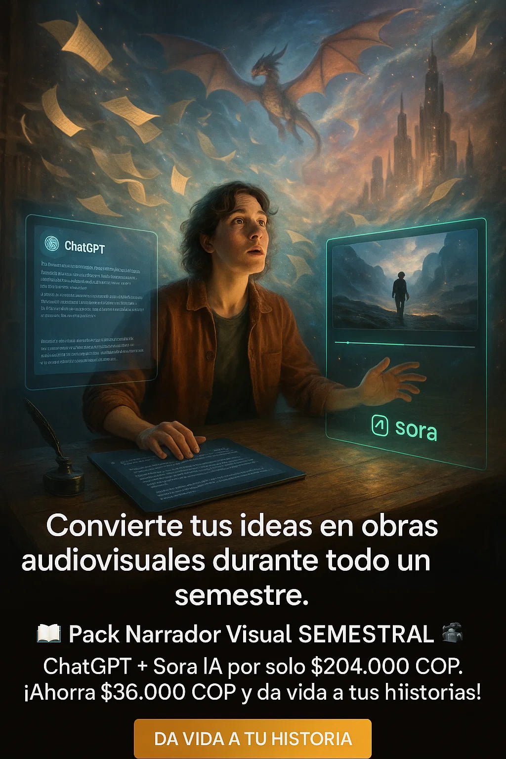 (6 Meses) Pack Narrador Visual Semestral: Historias en Video con ChatGPT y Sora IA