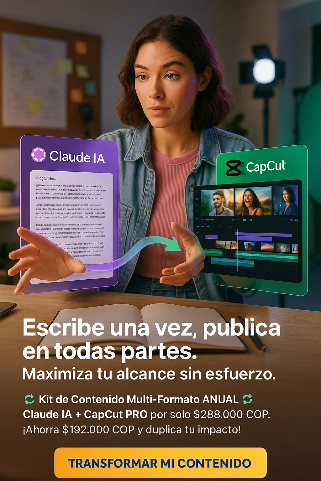 Kit de Contenido Multi-Formato Anual: De Texto a Video con Claude IA y CapCut PRO