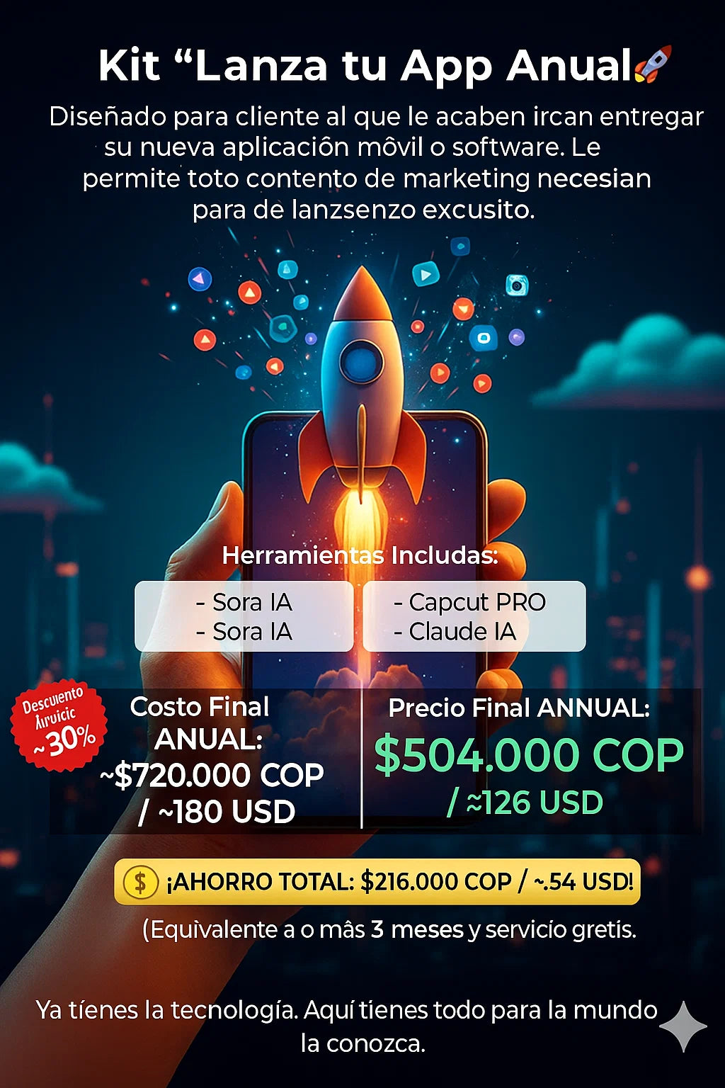 Kit "Lanza tu App" Anual: Marketing de Lanzamiento con Sora, CapCut y Claude IA