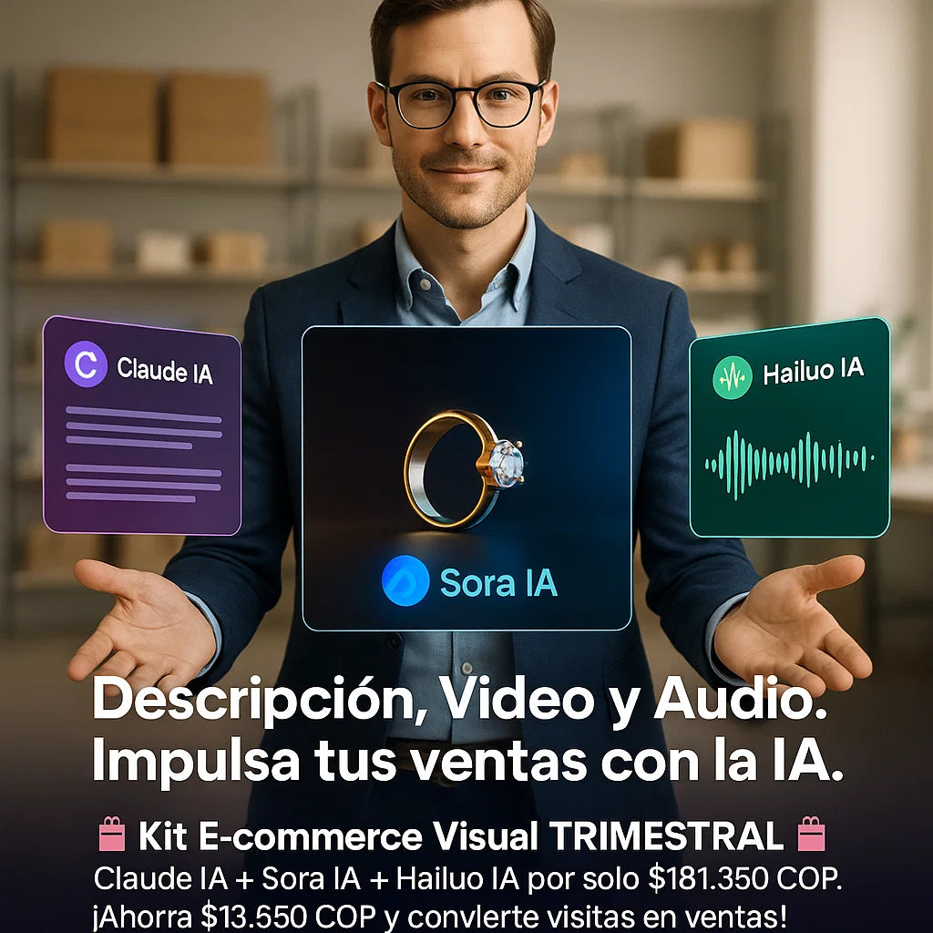 (3 Meses) Kit E-commerce Visual Trimestral: Vende Más con Claude, Sora y Hailuo IA