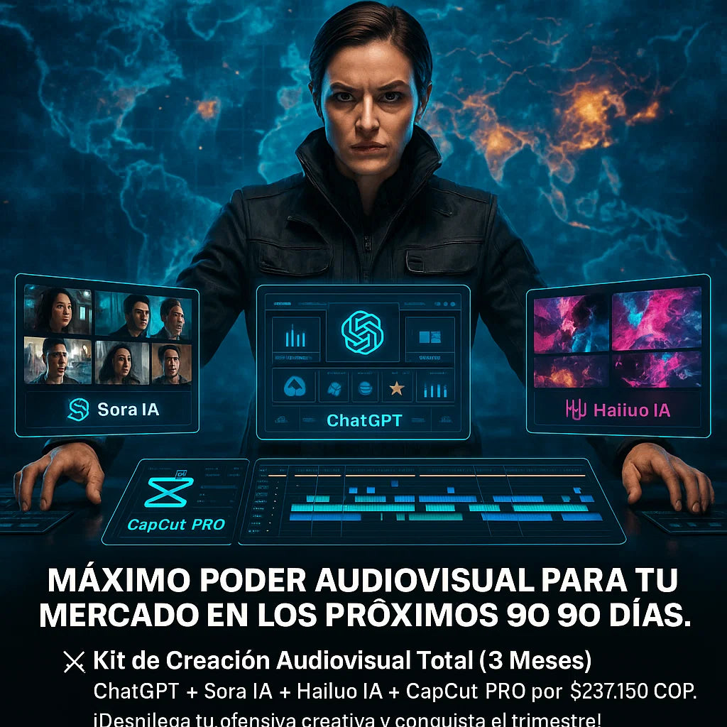 (3 Meses) Arsenal Audiovisual Total (3 Meses): Domina tus Campañas con ChatGPT, Sora, CapCut y Hailuo IA