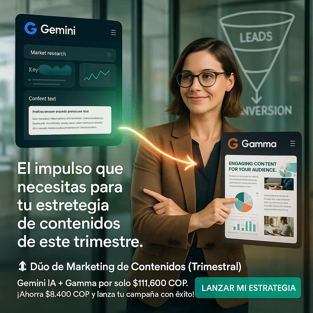 (3 Meses) Dúo de Marketing de Contenidos: Gemini IA y Gamma para tus Campañas