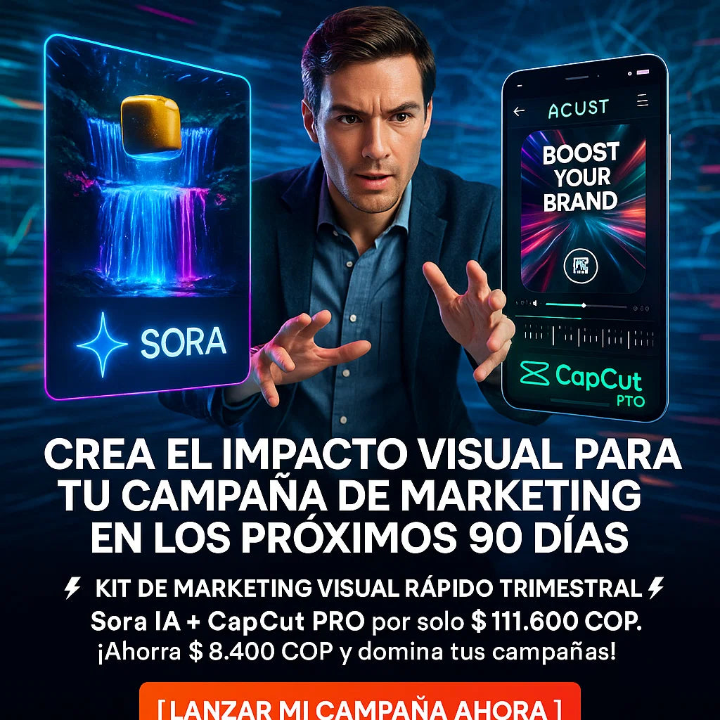 (3 Meses) Kit de Marketing Visual Rápido (3 Meses): Sora IA y CapCut PRO para tus Campañas